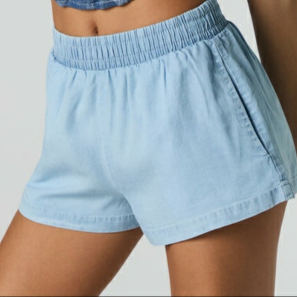 Light Blue High-Waisted Cotton Shorts - Size M - NWT